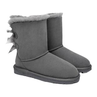 澳洲everau时尚雪地靴蝴蝶结羊皮毛一体防水防滑加厚棉靴女款3044