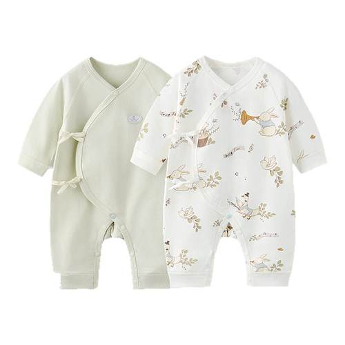 童泰婴儿连体衣春秋季纯棉新生儿衣服初生宝宝哈衣爬服满月2件装