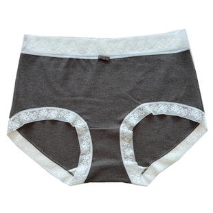 暖肌羊绒手感~绝美白色蕾丝女士内裤女无痕中腰舒适三角裤纯棉裆