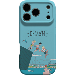ins欢快夏日适用iPhone17ProMax手机壳泳池苹果16pro全包15promax软壳14韩国13原创趣味伙伴夏天12防摔保护壳