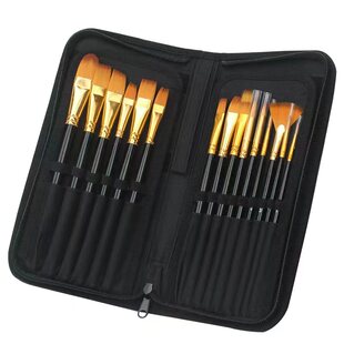 油画笔高档帆布包套装包邮专业美术高考水粉丙烯尼龙毛油画框画笔15支带包海绵便携