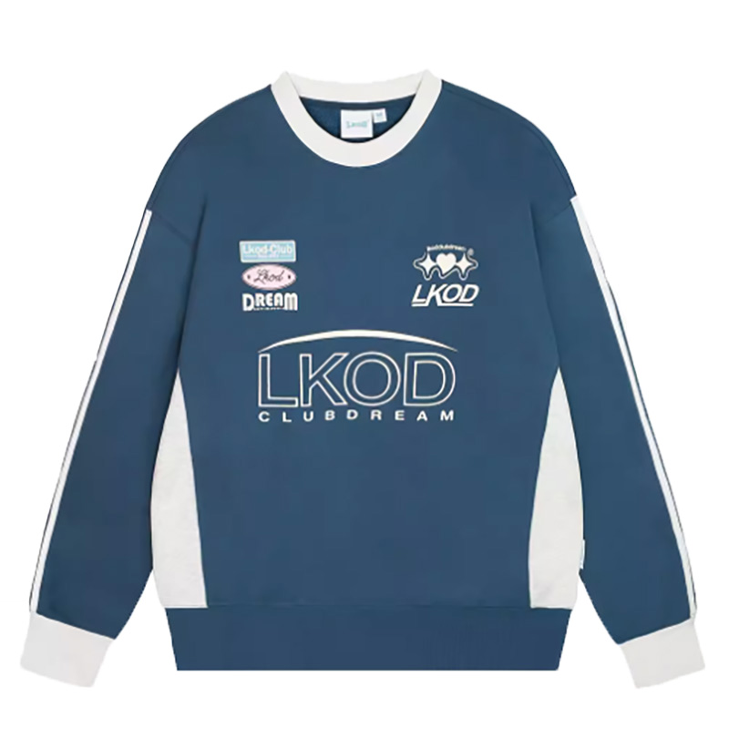 LKOD2023秋冬新款拼接赛车LOGO卫衣男女同款加绒长袖百搭