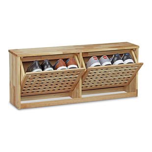 实木鞋柜家用翻斗可坐多层网格收纳柜小户型窄门口斗柜玄关换鞋凳