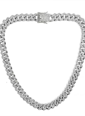 菱形满钻古巴项链潮流百搭男士