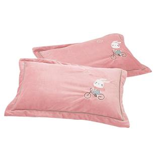 儿童牛奶绒枕头套单个枕芯套装30x50冬季加绒枕套一对装40x60整套