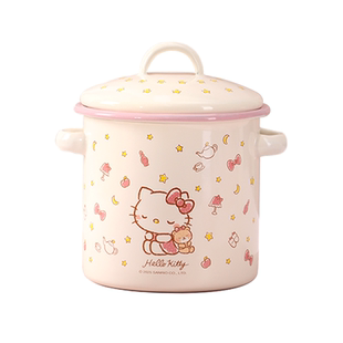 三丽鸥HelloKitty炖盅隔水炖甜品燕窝带盖双耳煨煲汤搪瓷罐蒸蛋羹