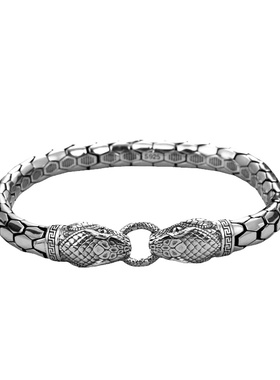 高档双头蛇手链纯银复古蛇纹新款