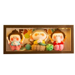 文创毛绒玩具盲盒佛小伴挂件收纳盒防尘展示盒触摸充电带灯相框