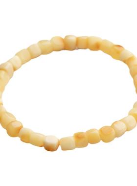 蜜蜡随形方糖珠单圈手串素串