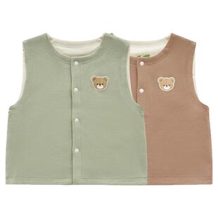 拉比儿童家居马夹2025四季新款两面穿保暖坎肩外穿男女童打底马甲