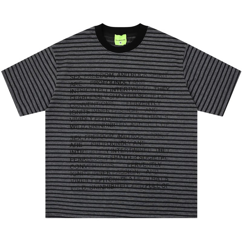 From Mars Overprinted slogans, short-sleeved T-shirt, stripe