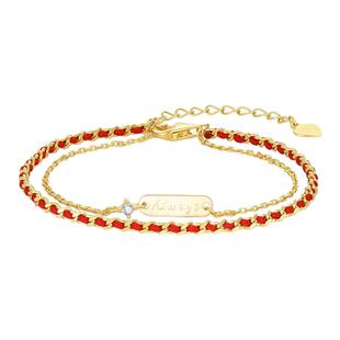 周大生校园爱情系列情窦红绳纯银手链女生编织手绳新年礼物送女生