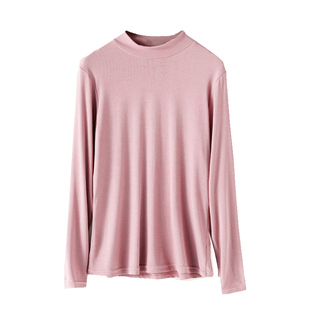 打底衫女秋冬新款莫代尔半高领内搭大码长袖t恤中领修身上衣秋衣