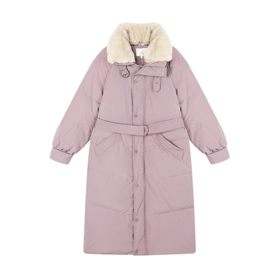 兔毛羽绒服女中长款白鸭绒外套