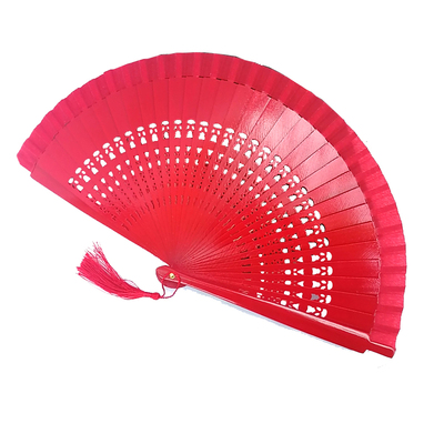 纯红色古风旗袍舞蹈扇西班牙扇子