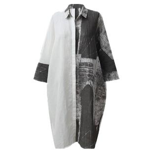 高端天丝苎麻上衣女士中长款大板衬衫早秋宽松大码春夏棉麻料衬衣