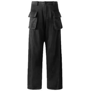 ourhour 重工砂洗 石墨灰工装大口袋宽松弯刀裤 女秋设计感休闲裤