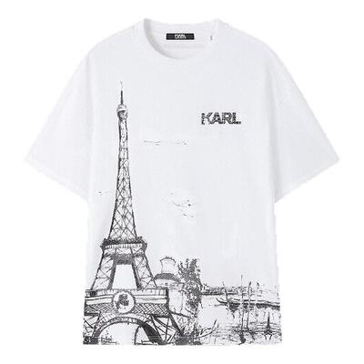 KARL LAGERFELD2025夏季新款纯棉短袖T恤百搭设计师款老佛爷男装