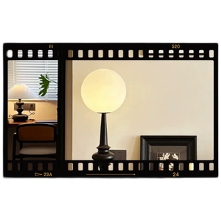 网红胶片镜子装饰画小众艺术餐厅壁画复古客厅沙发背景墙镜面挂画