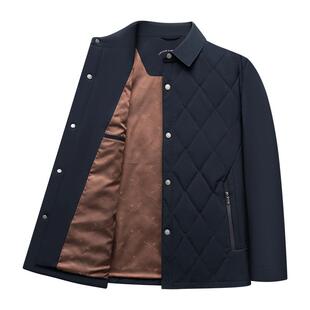 [桑蚕丝填充]梦特娇冬季男士翻领棉服菱格棉衣商务夹克外套保暖J