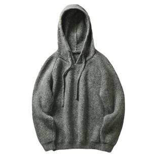 情侣可穿    很厚实  外贸尾货秋冬男女连帽休闲精织套头毛衣外套