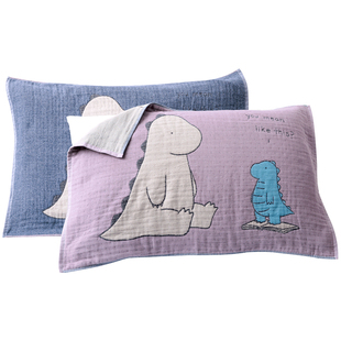 金号枕巾纯棉五层纱布一对装单人枕头巾柔软透气全棉A类防滑绑带