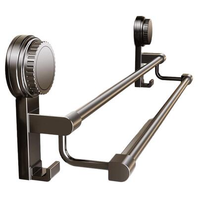 吸盘太空铝双杆毛巾架壁挂式