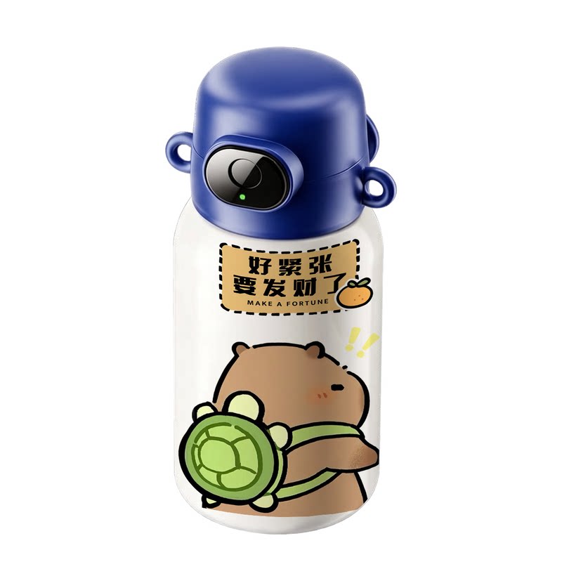日本品质卡皮巴拉智能指纹解锁水杯可爱大容量保温杯密码防恶作剧