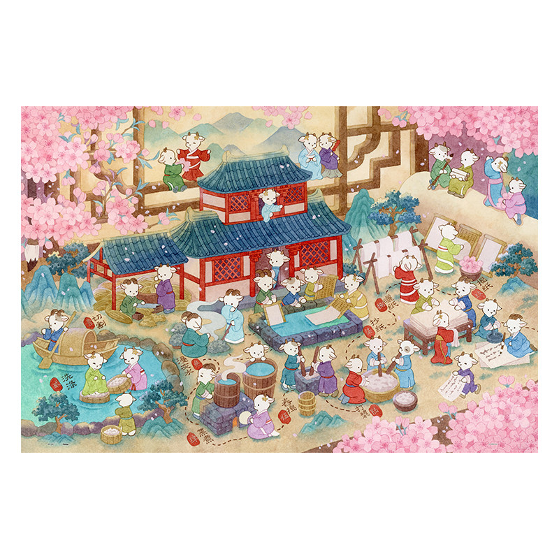 3djp国风平面拼图家居装饰画