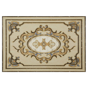 定制欧式别墅镀金地面抛晶砖瓷砖拼花地砖仿水刀拼图玄关入户客餐