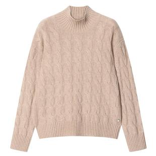 鄂尔多斯1980 女装高领厚款绞花羊绒衫25年秋冬新品老钱风针织衫