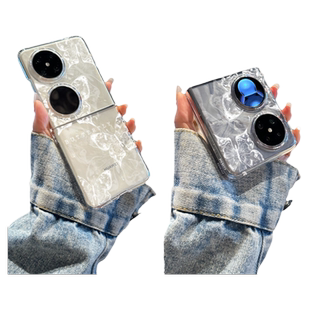 拾壳适用华为pocket2手机壳新款HW白色蝴蝶线条p60pocket透明保护套时尚S折叠屏手链pockets原创小众p50女款