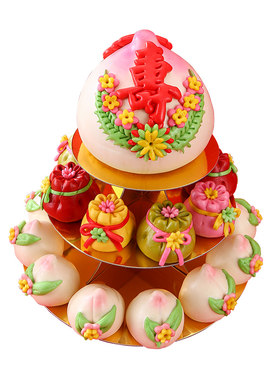 崂味道老人生日祝寿寿桃花馍馍