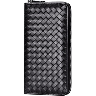 RC新款编织钱包男士羊皮夹拉链男款潮长款女士手拿包钱手包真皮