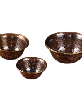 尼泊尔紫铜鎏金雕花供水碗摆件