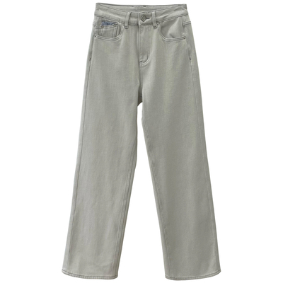 四面弹高腰显瘦加绒直筒牛仔裤女