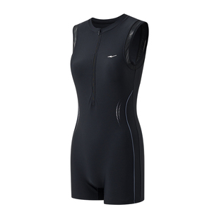 鸿星尔克女士连体泳衣平角高级感无袖竞速游泳馆训练温泉成人泳装