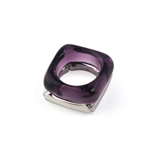 盐岛紫竹紫水晶戒指女轻奢高级感素圈叠戴小众设计新中式复古方戒