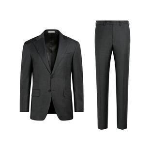 SUITSUPPLY秋深灰色S130支羊毛犬牙格纹男士西装套装
