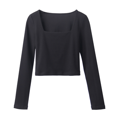 方领纯棉加绒打底衫女2025新款