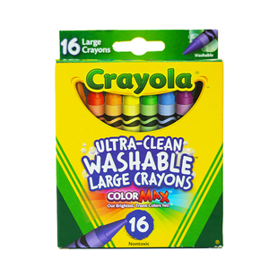 绘儿乐crayola16色超级可水洗不脏手大号蜡笔安全无毒实心巨能画