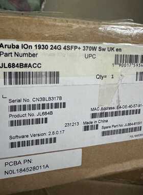 议价Aruba 全新原装未开封JL684B 交换机ION 1930 24G 4SFP/SFP37