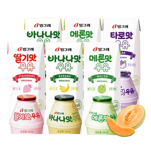 韩国进口宾格瑞牛奶200ml盒装香蕉草莓水果汁饮料儿童早餐奶正品