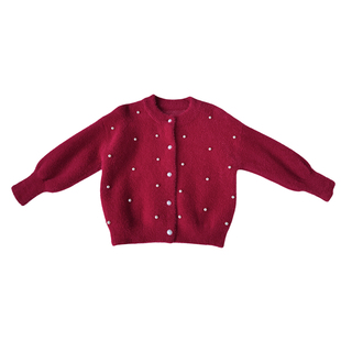 女宝宝毛衣开衫水貂绒亲子毛毛外套新年装洋气女童针织外套拜年服