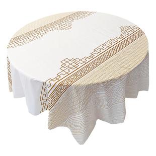 10张价一次性桌布金色复古窗花ins中式餐布塑料防水加厚圆桌台布