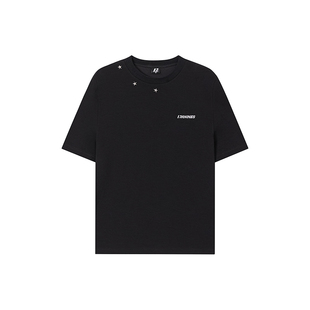 FORNINES刺绣空气层正肩短袖T恤男女潮牌夏季cleanfit半袖体恤衫