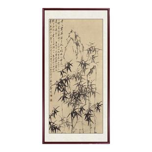 竹报平安玄关装饰画竹子挂画新中式竖版入户走廊尽头壁画水墨国画