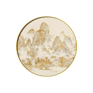 背靠金山金箔画山水挂画玄关画
