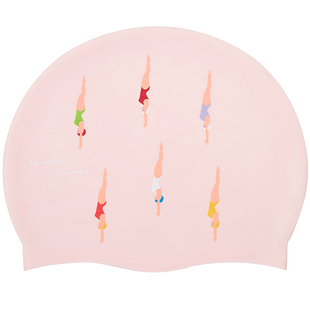 AquaPlay粉色泳帽女款长发硅胶防水大头游泳帽女士游泳泳衣泳镜女