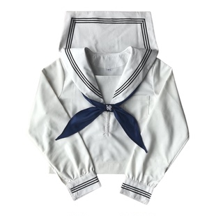 原创正版日系JK制服校供感班服校服全白三本水手服毕业长袖套装